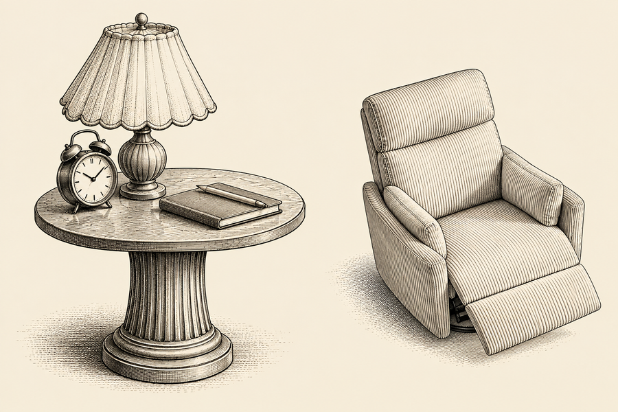 Vintage nursery illustration for Does Every Nursery Need a Smart Monitor?, with nursery accessories and The Cove.